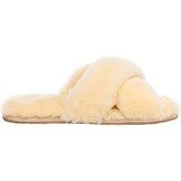 EverAu Australia Women's Real Sheepskin Dove Crossover Slides with Rubber Sole in Cream | Size: 4