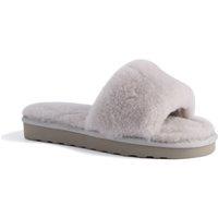 Aus Wooli Australia Women's Sheepskin Fluff Slide Slippers in Light Grey | Size: 8