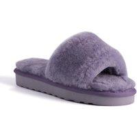 Aus Wooli Australia Women's Sheepskin Fluff Slide Slippers in Lilac | Size: 9