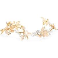 Jon Richard Women's Janelle Gold Plated Brushed Leaf & Painted Floral Hair Vine - Gift pouch
