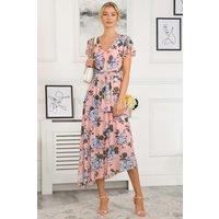 Jolie Moi Women's Danica Tiered Hem Mesh Maxi Dress in Light Pink | Size: 10