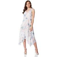 Floral Chiffon Frill Midi Dress