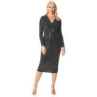 Sparkle Twist Front Midi Dress