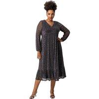 Curve Metallic Plisse Frill Hem Dress