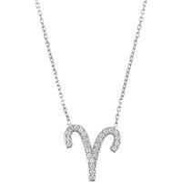 Latelita Women's Zodiac Star Sign Pendant Necklace Silver Aries in White