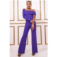 Goddiva Women's One Shoulder Scuba Jumpsuit in Purple | Size: 10