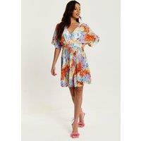 Liquorish Women's Multicolour Floral Print Mini Dress With Open Back | Size: 10