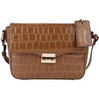 Ashwood Leather Women's 'Elegance' Croc Embossed Leather Cross Body Bag in Tan