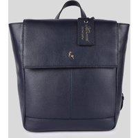 Ashwood Leather Women's 'Lussuria Venezia' Real Leather Flapover Backpack in Navy