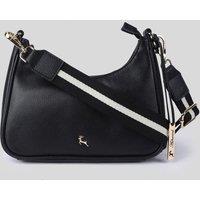 Ashwood Leather Women's 'Bella Toscana' Real Leather Crossbody Bag with Webbing Strap in Black