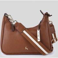 Ashwood Leather Women's 'Bella Toscana' Real Leather Crossbody Bag with Webbing Strap in Tan