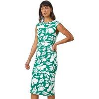 Leaf Print Luxe Stretch Shift Dress