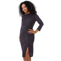 Roman Women's Petite Glitter Knot Detail Ruched Dress in Pink | Size: 18