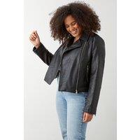 Dorothy Perkins Women's Curve Faux Leather Biker Jacket in Black | Size: 28