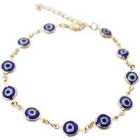 Harfi Women's 18ct Gold Plated Evil Eye Charm Bracelet | Size: 7 inches