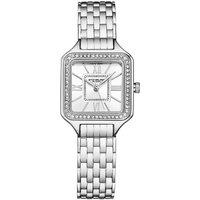 STHRLING Original Women's Confidant Quartz 4020 Watch Stainless Steel Beaded Bracelet Elegant Rectangle Design with Miyota Movement & Crystal Bezel