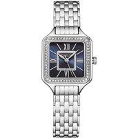 STHRLING Original Women's Confidant Quartz 4020 Watch Stainless Steel Beaded Bracelet Elegant Rectangle Design with Miyota Movement & Crystal Bezel