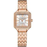 Confidant Quartz 4020 Watch Stainless Steel Beaded Bracelet Elegant Rectangle Design with Miyota Movement and Crystal Bezel