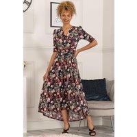 Jolie Moi Women's Maanasi Ruched Sleeve Jersey Maxi Dress in Navy | Size: 10