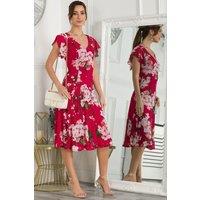 Jolie Moi Women's Acela Floral Print Mesh Dress in Plum | Size: 8