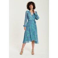 Liquorish Women's Blue Animal Print Midi Dress | Size: 16