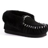 Aus Wooli Australia Women's Hand Stitched Sheepskin Moccasin in Black | Size: 9