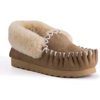 Aus Wooli Australia Women's Hand Stitched Sheepskin Moccasin in Tan | Size: 10