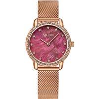 Chelsea 5586 34mm Crystal Studded MOP Watch with Mesh Strap