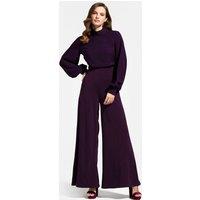 Hot Squash Women's Wideleg Jumpsuit with Blouson Sleeve in Purple | Size: 18