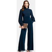 Hot Squash Women's Wideleg Jumpsuit with Blouson Sleeve in Teal | Size: 10