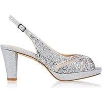 Paradox London Women's Glitter 'Linda' Low Platform Sling Back Sandal in Silver | Size: 8