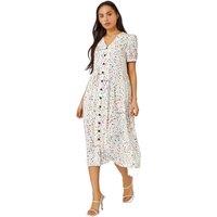 Ditsy Spot Print Button Down Dress
