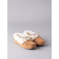 Lakeland Leather Women's Sheepskin Moccasins in Tan | Size: 8