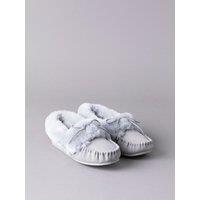 Lakeland Leather Women's Sheepskin Moccasins in Light Grey | Size: 7