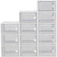 12Pcs Plastic Stackable Shoe Storage Box Organiser