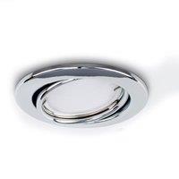 ValueLights Downlight Tiltable Fire Rated Ceiling Light Fitting 10 Pack With Cool White Bulbs in Metallic Silver