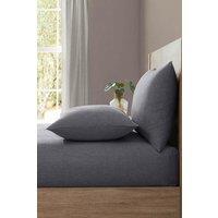Lazy Linen 'Pure Washed Linen' Fitted Sheet in Charcoal | Size: Single
