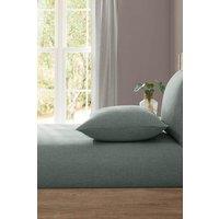 Lazy Linen 'Pure Washed Linen' Fitted Sheet in Green | Size: King