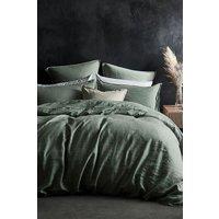 Lazy Linen 'Pure Washed Linen' Duvet Cover in Green | Size: Double