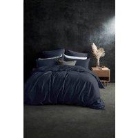 Lazy Linen 'Pure Washed Linen' Duvet Cover in Navy | Size: Super King