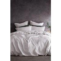 Lazy Linen 'Pure Washed Linen' Duvet Cover in White | Size: Double