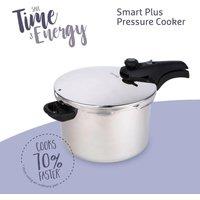 Prestige Smart Plus Induction Pressure Cooker Stainless Steel 6L, Cooks 70% Faster in Silver