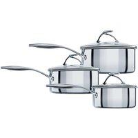 Circulon Saucepan Set Stainless Steel - Durable Non Stick Cookware - Pack of 3 in Silver