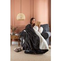 Slumberdown Cosy & Snug Sherpa Fleece Electric Blanket Heated Throw in Charcoal