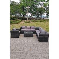 Grey Rattan Sofa Outdoor Garden Furniture Rectangular Coffee Table Set Patio