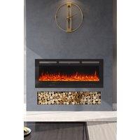 Living and Home 50 Inch Recessed & Wall Mounted Electric Fireplace with Remote in Black
