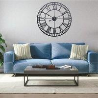 40cm Dia Black Round Roman Numeral Skeleton Wall Clock with Scale