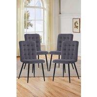 4Pcs Tufted Upholstered Armless Dining Chairs Dressing Chairs with Metal Legs