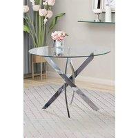 Modern Clear Tempered Glass Dining Table Coffee Table with Chrome Crossed Legs