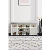 Living and Home White Shoe Changing Bench Storage Cabinet with Linen Cushion